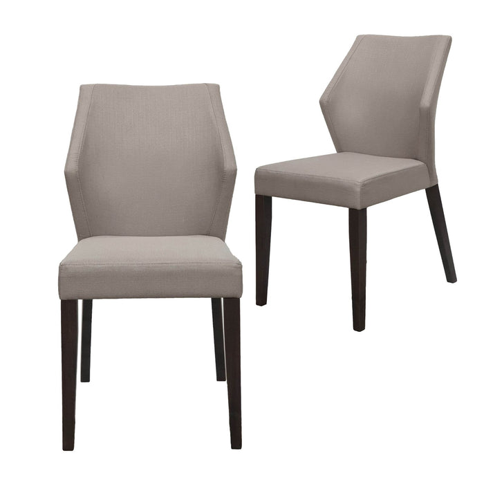 Jon Dining Chair with Modern Winged Back in Chrome Fabric with Solid Rubber Wood Legs in Grey Oak (Set of Two) -Home Living Store - -  