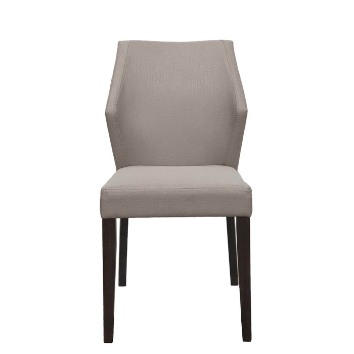 Jon Dining Chair with Modern Winged Back in Chrome Fabric with Solid Rubber Wood Legs in Grey Oak (Set of Two) -Home Living Store - -  