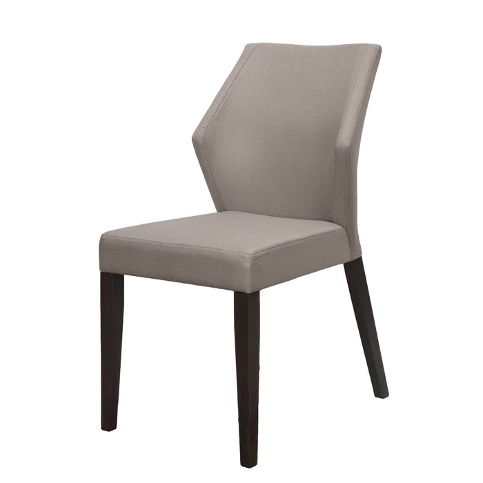 Jon Dining Chair with Modern Winged Back in Chrome Fabric with Solid Rubber Wood Legs in Grey Oak (Set of Two) -Home Living Store - -  