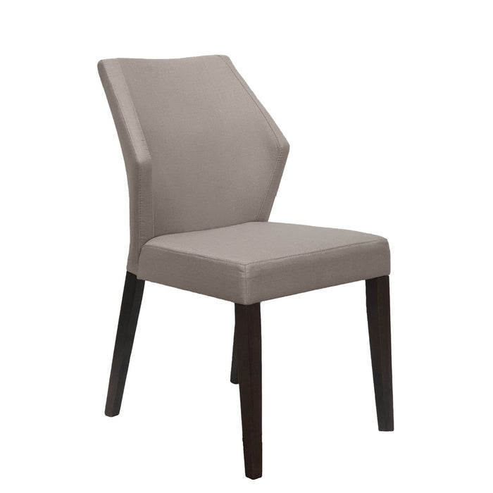 Jon Dining Chair with Modern Winged Back in Chrome Fabric with Solid Rubber Wood Legs in Grey Oak (Set of Two) -Home Living Store - -  