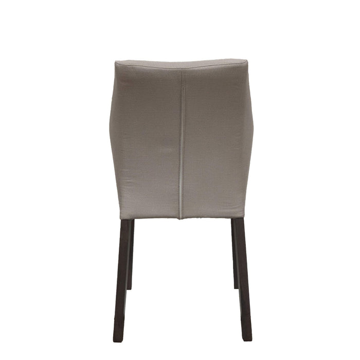 Jon Dining Chair with Modern Winged Back in Chrome Fabric with Solid Rubber Wood Legs in Grey Oak (Set of Two) -Home Living Store - -  