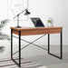 Karl 1000mm Metal Desk with Drawer - Walnut -Home Living Store - -  