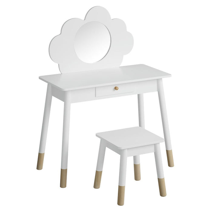 Keezi Kids Dressing Table Chair Set Vanity Makeup Wooden Leg Mirror Drawer -Home Living Store - -  