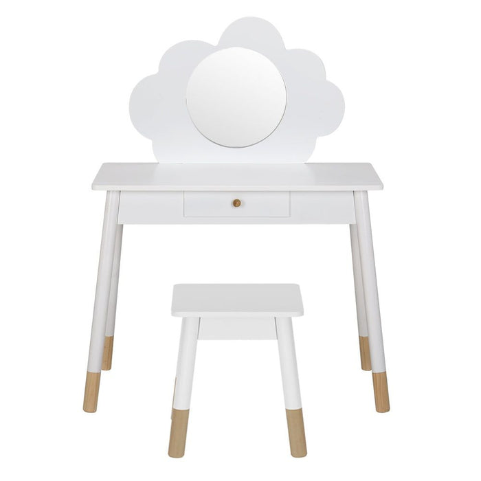 Keezi Kids Dressing Table Chair Set Vanity Makeup Wooden Leg Mirror Drawer -Home Living Store - -  
