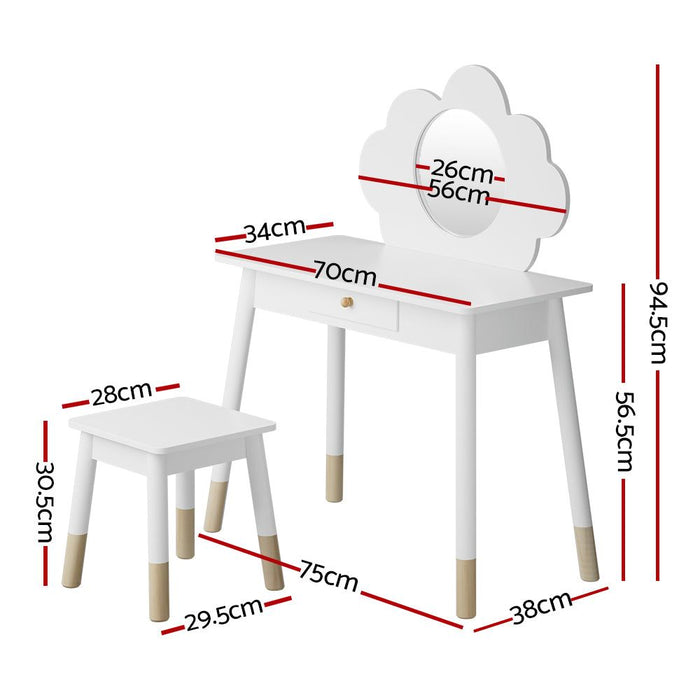 Keezi Kids Dressing Table Chair Set Vanity Makeup Wooden Leg Mirror Drawer -Home Living Store - -  