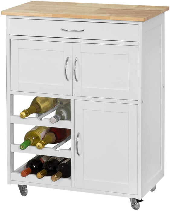 Kitchen Trolley with Wine Racks, Portable Workbench and Serving Cart for Bar or Dining -Home Living Store - -  