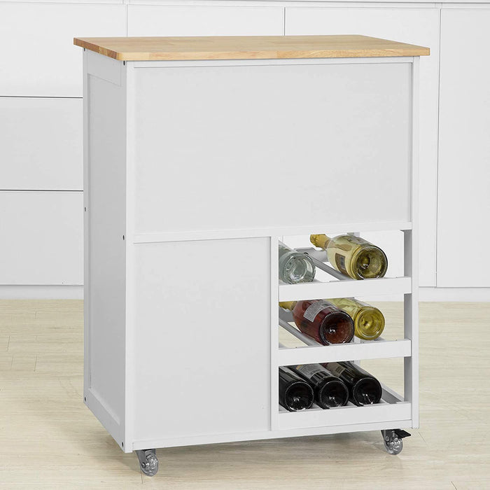 Kitchen Trolley with Wine Racks, Portable Workbench and Serving Cart for Bar or Dining -Home Living Store - -  