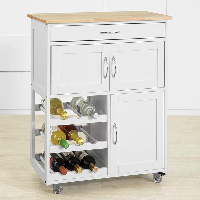 Kitchen Trolley with Wine Racks, Portable Workbench and Serving Cart for Bar or Dining -Home Living Store - -  