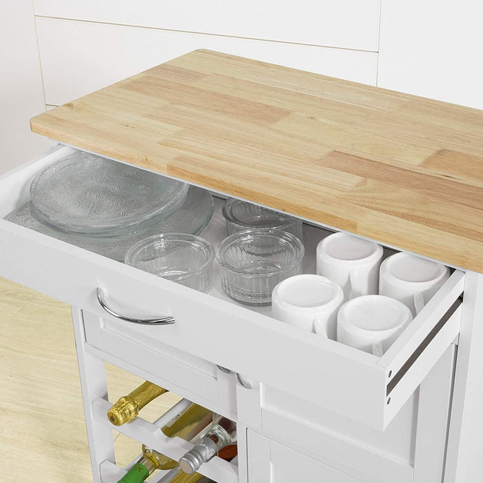 Kitchen Trolley with Wine Racks, Portable Workbench and Serving Cart for Bar or Dining -Home Living Store - -  