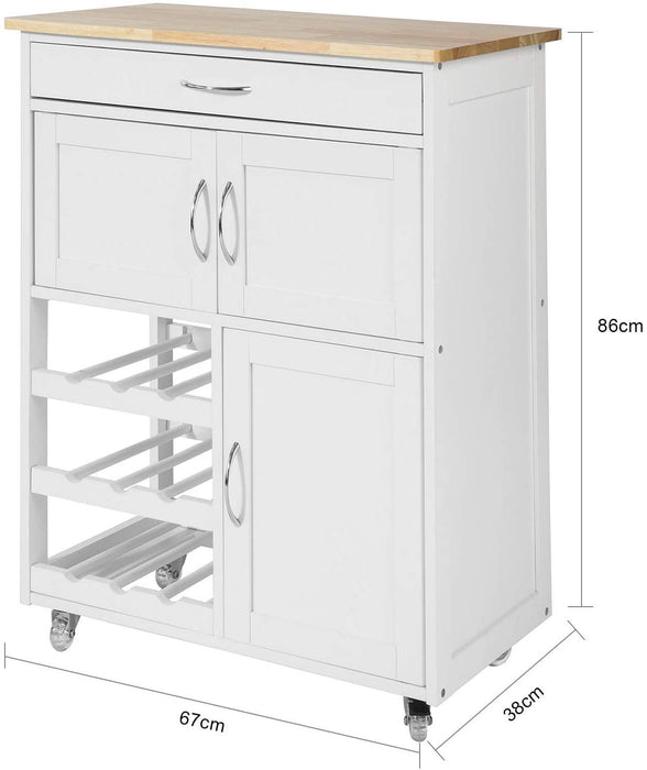Kitchen Trolley with Wine Racks, Portable Workbench and Serving Cart for Bar or Dining -Home Living Store - -  