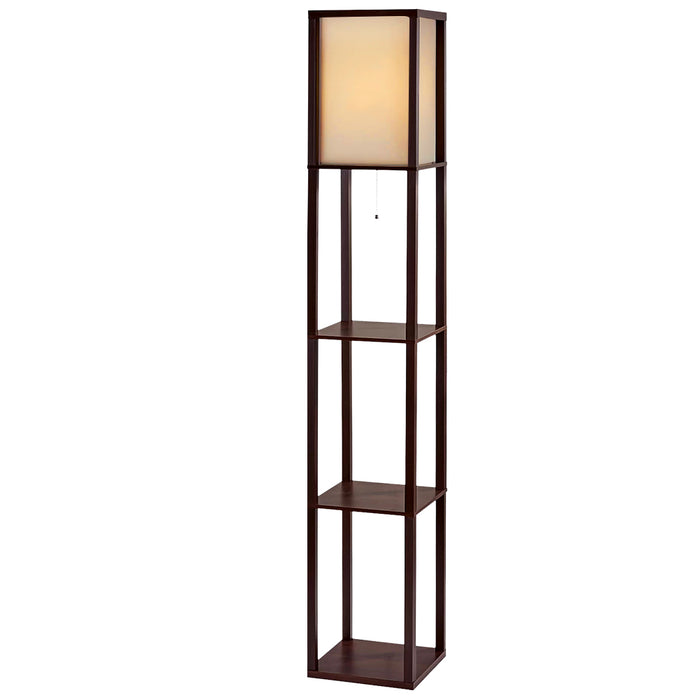 Floor Lamp Vintage Reading Light Stand Wood Shelf Storage Organizer Home