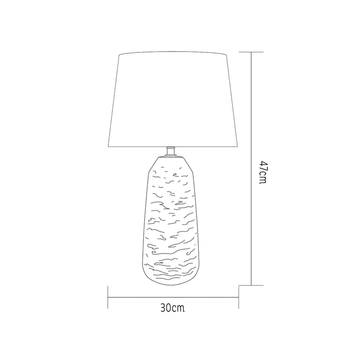 Urban Style Electra Textured Ceramic Table Lamp with Linen Shade – White 47cm