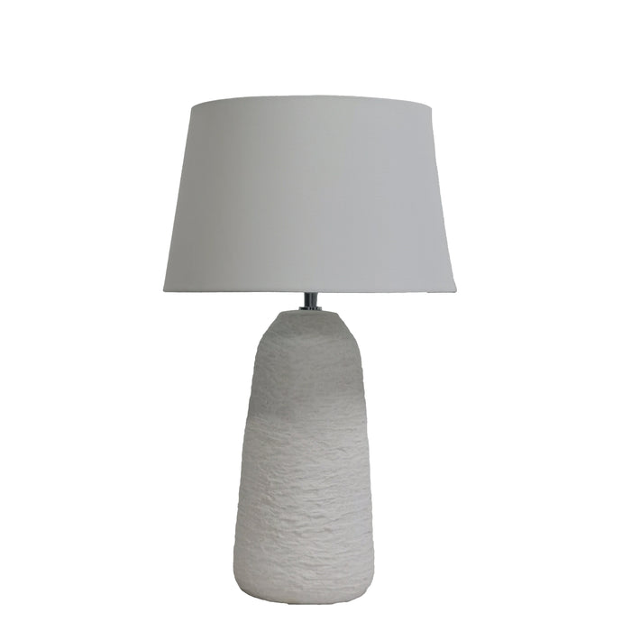 Urban Style Electra Textured Ceramic Table Lamp with Linen Shade – White 47cm