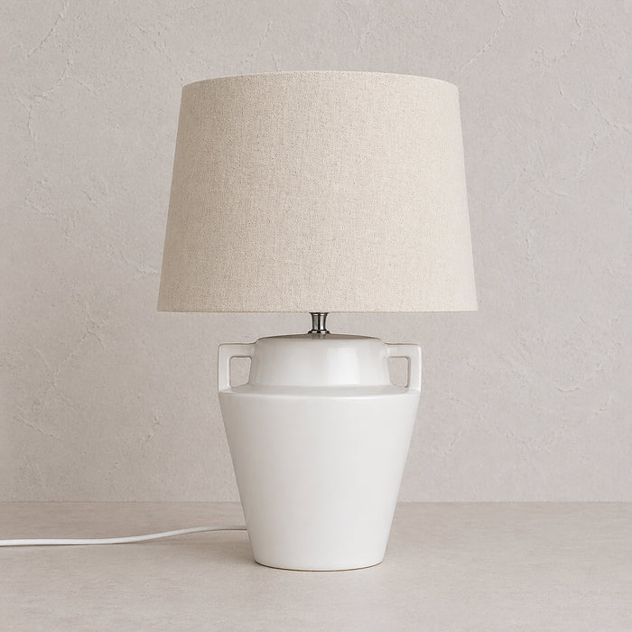 Urban Style Alcyone Ceramic Table Lamp – Cream 40cm | Modern Bedside & Living Room Lamp