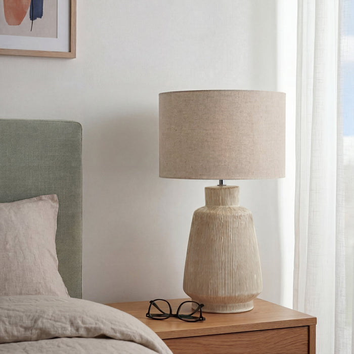 Urban Style Tayjete Ceramic Table Lamp – Cream