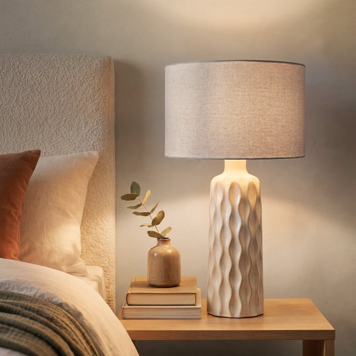 Urban Style Asterope Ceramic Table Lamp – Cream 59cm
