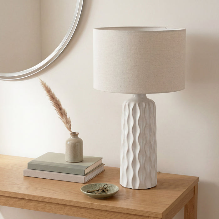 Urban Style Asterope Ceramic Table Lamp – Cream 59cm