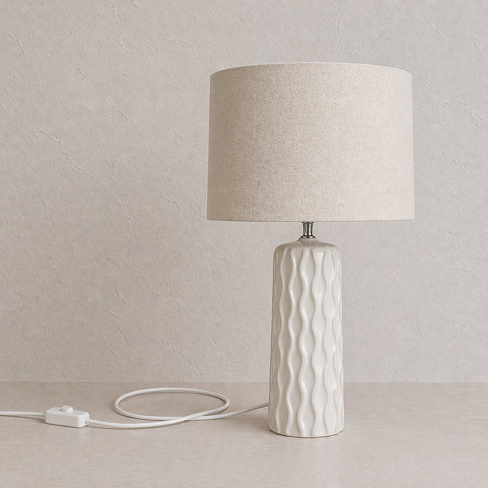 Urban Style Asterope Ceramic Table Lamp – Cream 59cm