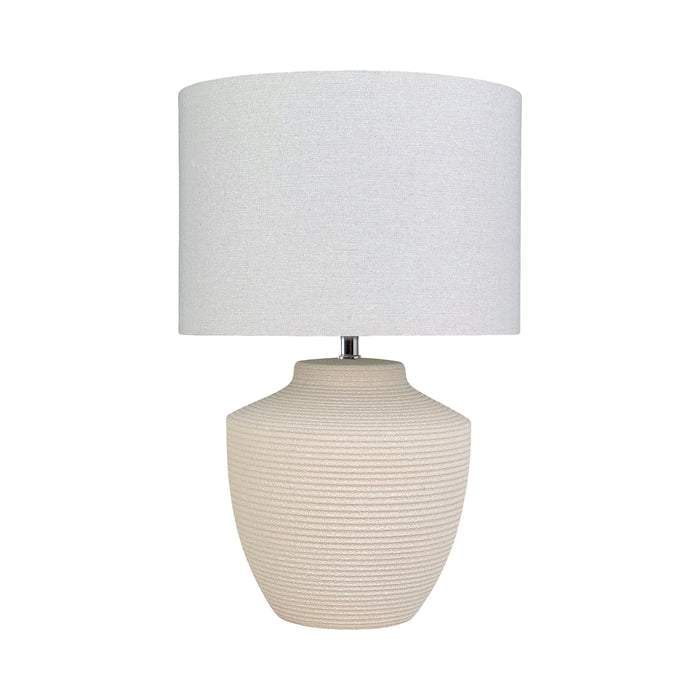 Urban Style Merope Ceramic Table Lamp – Cream Textured Base with Fabric Shade (49cm)