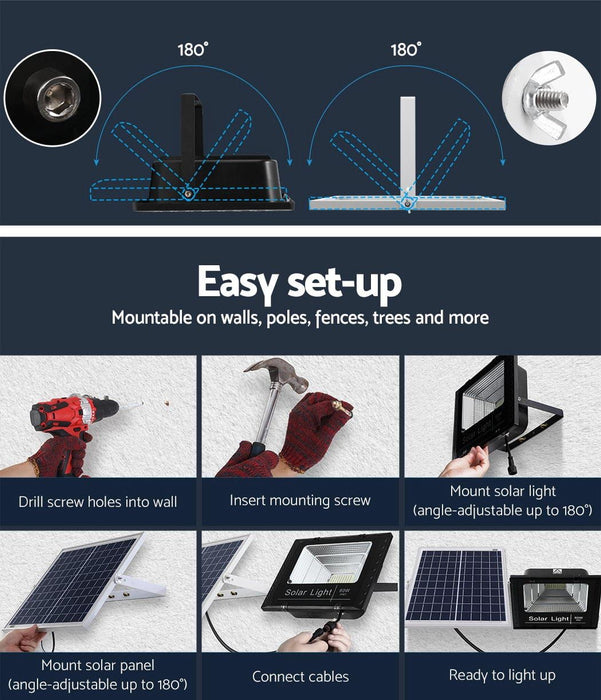 LED Solar Lights Street Flood Light Remote Outdoor Garden Security Lamp 60W -Home Living Store - -  