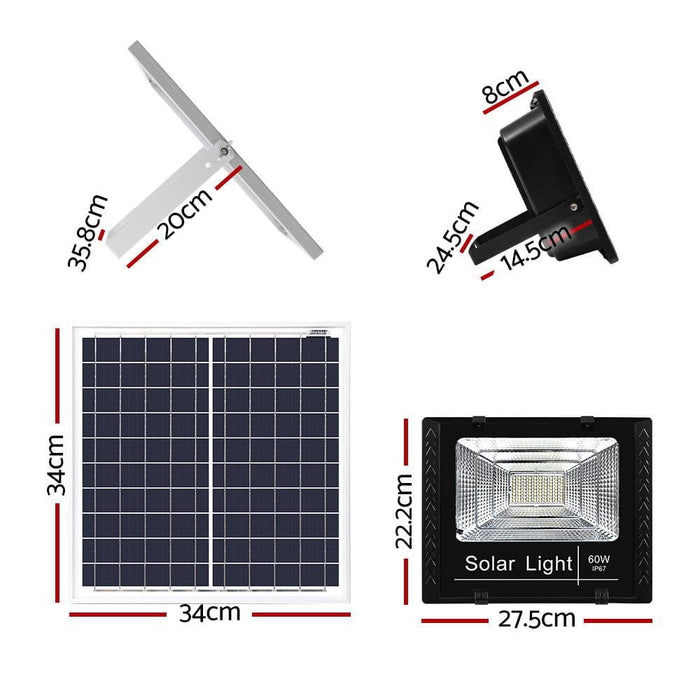 LED Solar Lights Street Flood Light Remote Outdoor Garden Security Lamp 60W -Home Living Store - -  