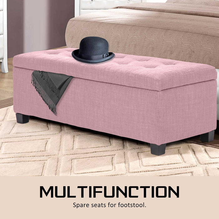 La Bella 102cm Pink Storage Ottoman Stool Fabric -Home Living Store - -  