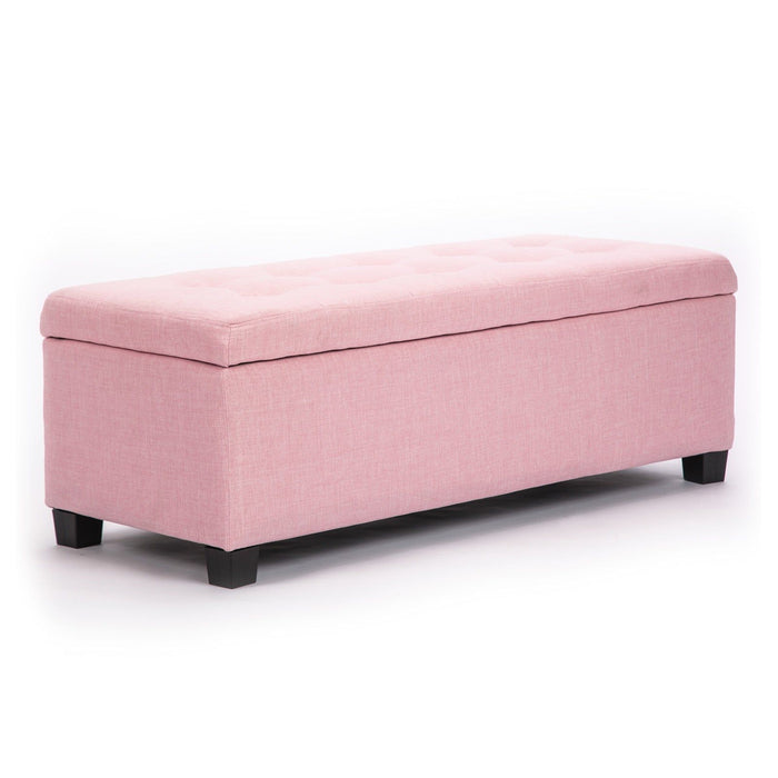 La Bella 102cm Pink Storage Ottoman Stool Fabric -Home Living Store - -  