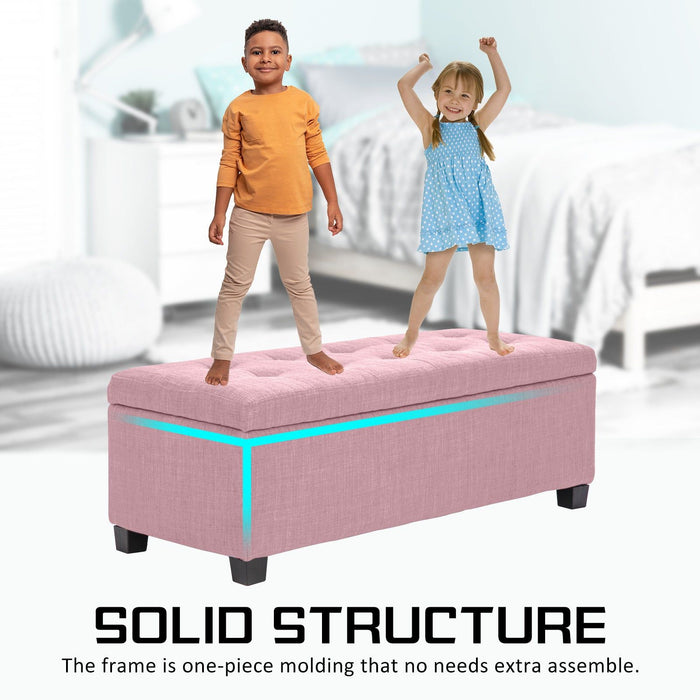La Bella 102cm Pink Storage Ottoman Stool Fabric -Home Living Store - -  