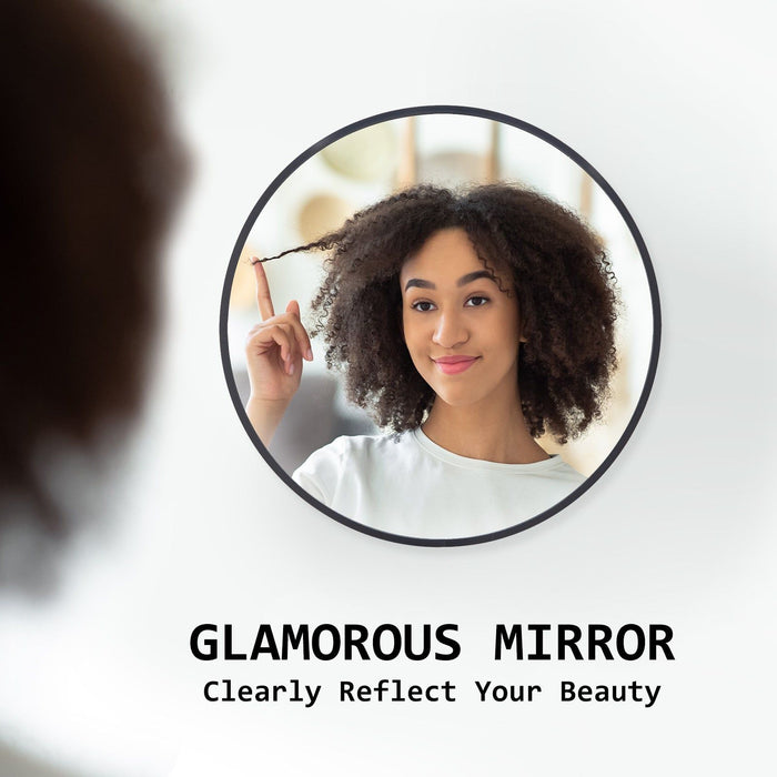 La Bella Black Wall Mirror Round Aluminum Frame Makeup Decor Bathroom Vanity 50cm -Home Living Store - -  