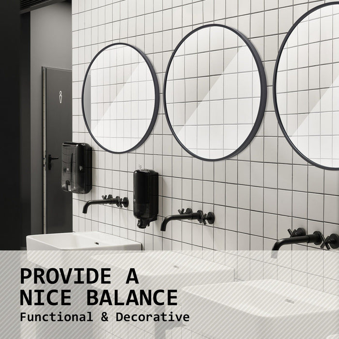 La Bella Black Wall Mirror Round Aluminum Frame Makeup Decor Bathroom Vanity 50cm -Home Living Store - -  