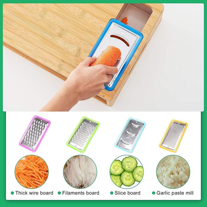 Large Bamboo Cutting Board and 4 Containers with Mobile Holder gift included for Home Kitchen -Home Living Store - -  