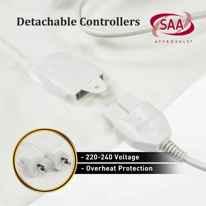 Laura Hill Electric Blanket Queen Size Fitted Underlay Winter Throw - White -Home Living Store - -  