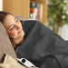 Laura Hill Heated Electric Blanket Throw Rug Coral Warm Fleece Grey -Home Living Store - -  