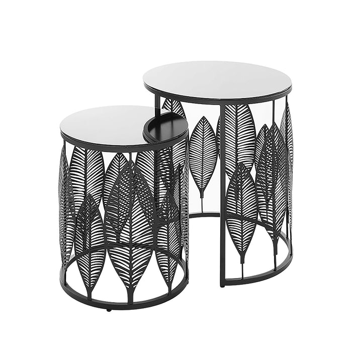 Leaf Nested Set Coffee Tables 520mm White Glass Top, Metal Frame Gold by Criterion - Home Living Store - Coffee Table