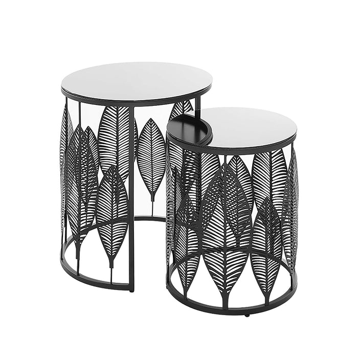 Leaf Nested Set Coffee Tables 520mm White Glass Top, Metal Frame Gold by Criterion - Home Living Store - Coffee Table