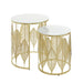 Leaf Nested Set Coffee Tables 520mm White Glass Top, Metal Frame Gold by Criterion - Home Living Store - Coffee Table
