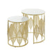 Leaf Nested Set Coffee Tables 520mm White Glass Top, Metal Frame Gold by Criterion - Home Living Store - Coffee Table