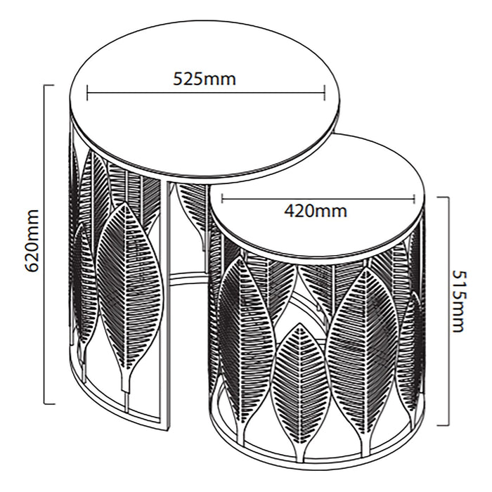 Leaf Nested Set Coffee Tables 520mm White Glass Top, Metal Frame Gold by Criterion - Home Living Store - Coffee Table