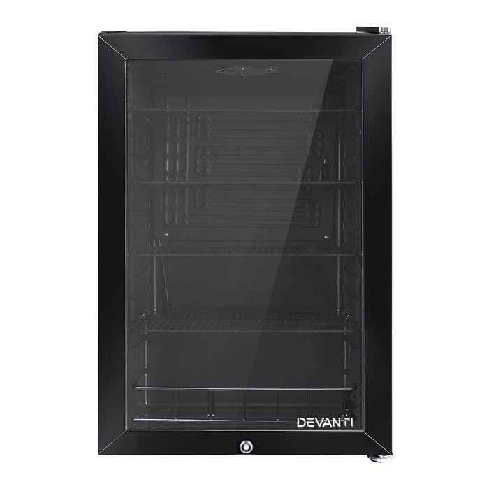 Devanti 115L Bar Fridge Glass Door w/Light Black -Home Living Store - -  