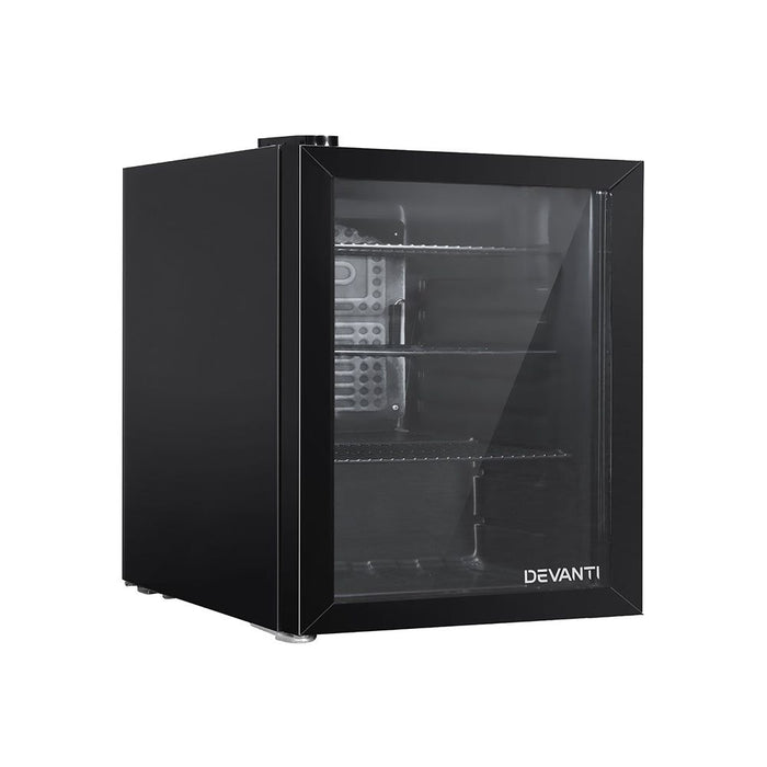 Devanti 46L Bar Fridge Glass Door w/Light Black -Home Living Store - -  