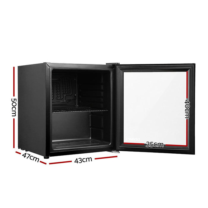 Devanti 46L Bar Fridge Glass Door w/Light Black -Home Living Store - -  