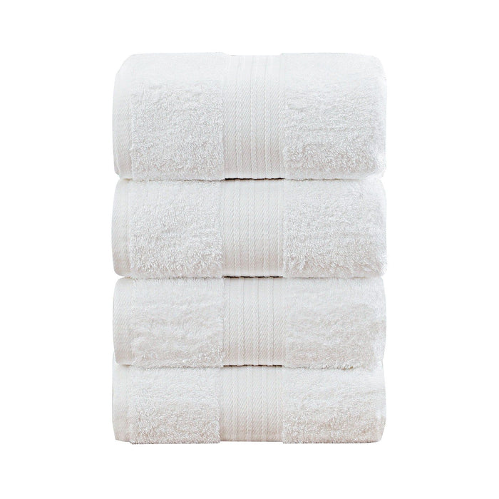 Linenland 4 Piece Cotton Bath Towels Set - White -Home Living Store - -  