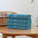 Linenland Bath Towel 4 Piece Cotton Hand Towels Set - Blue -Home Living Store - -  