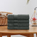 Linenland Bath Towel 4 Piece Cotton Hand Towels Set - Charcoal -Home Living Store - -  