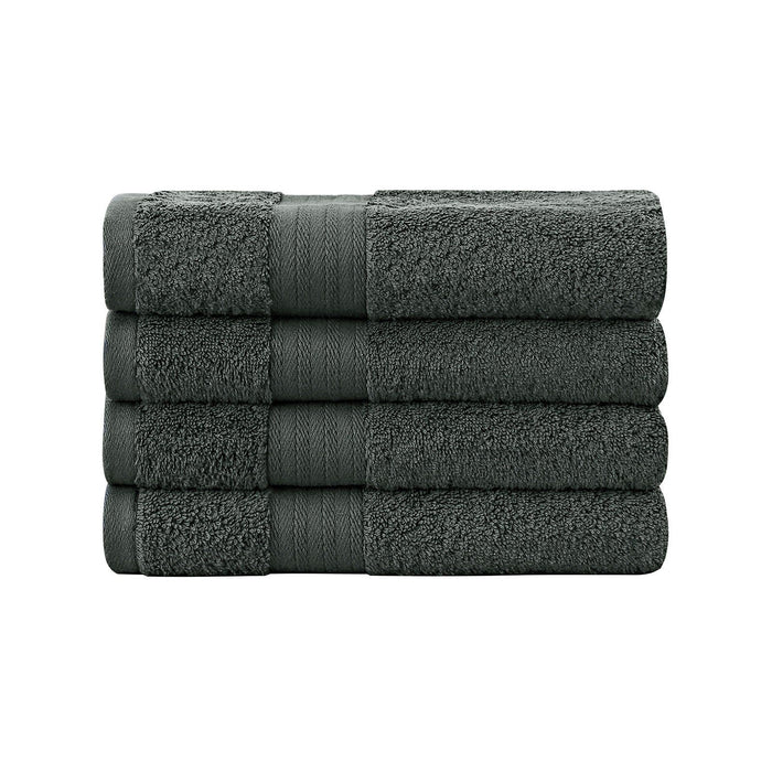 Linenland Bath Towel 4 Piece Cotton Hand Towels Set - Charcoal -Home Living Store - -  