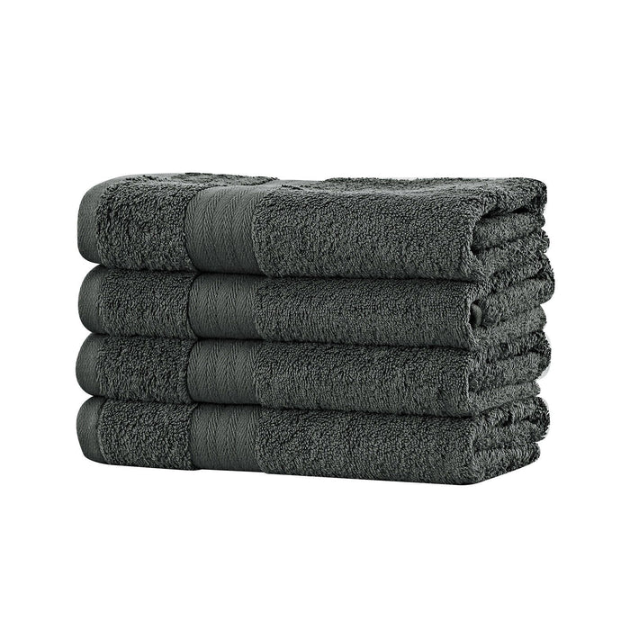 Linenland Bath Towel 4 Piece Cotton Hand Towels Set - Charcoal -Home Living Store - -  