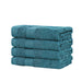 Linenland Bath Towel Set - 4 Piece Cotton Washcloths - Blue -Home Living Store - -  