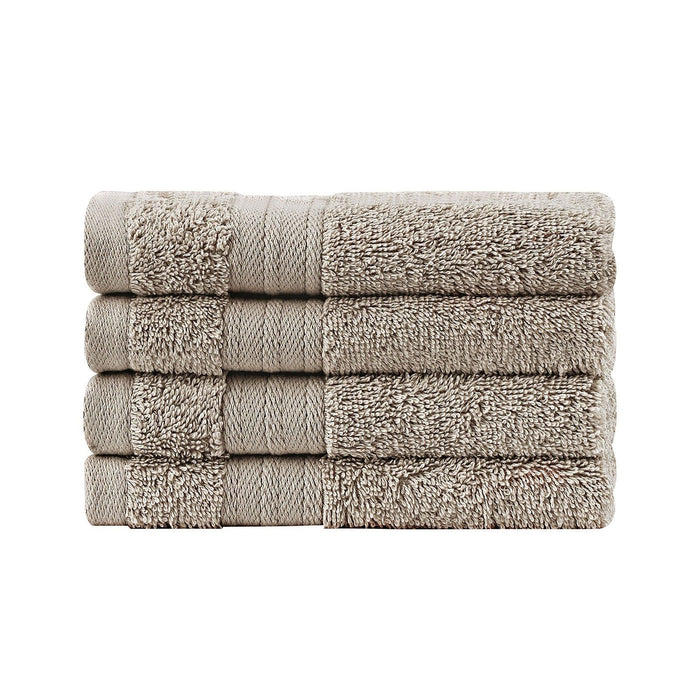 Linenland Bath Towel Set - 4 Piece Cotton Washcloths - Sandstone -Home Living Store - -  