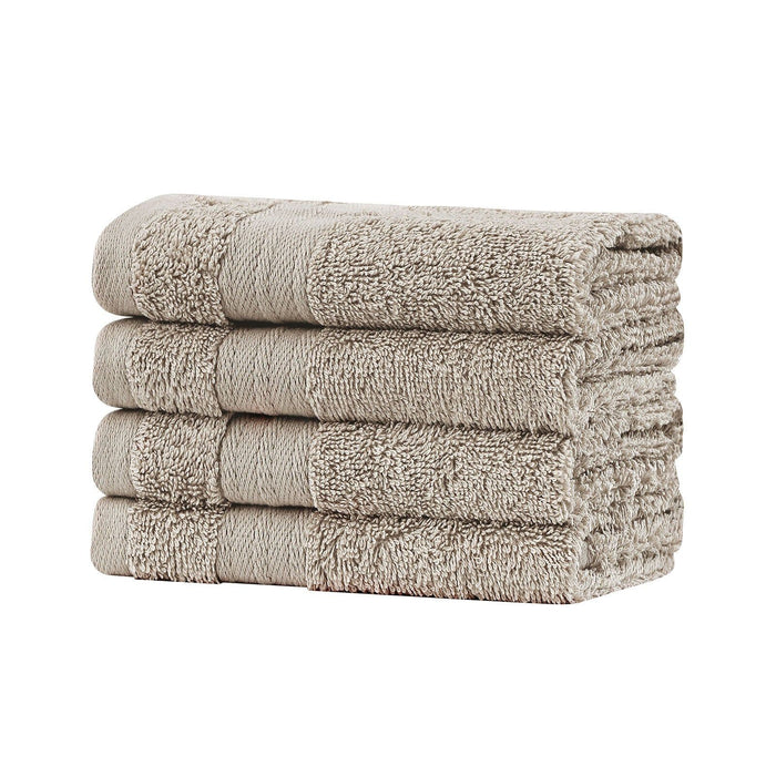 Linenland Bath Towel Set - 4 Piece Cotton Washcloths - Sandstone -Home Living Store - -  