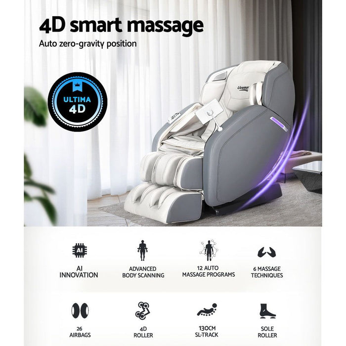 Livemor 4D Massage Chair Electric Recliner Home Massager Gary -Home Living Store - -  